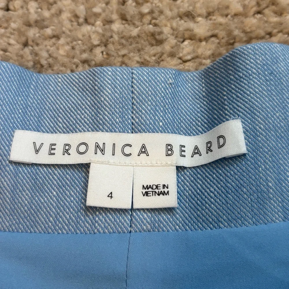 🔹 Veronica Beard Blue Pleated Linen Shorts - size 4 - Picture 3 of 8